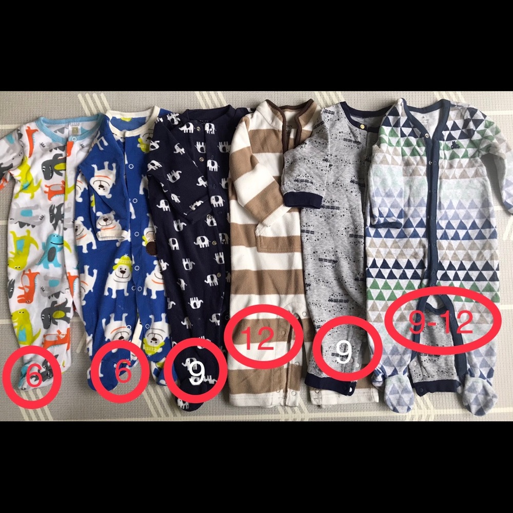 A set of Baby Boys one pieces fleece Sleep and Plays jumpsuit